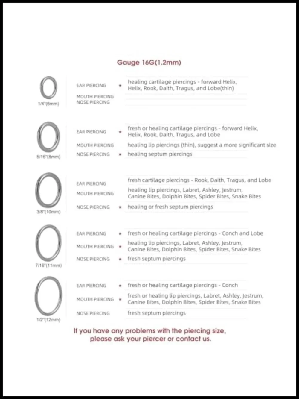 ASTM F136 Titanium Nose Ring Hoop 16G 18G 20G 6mm 8mm Clicker